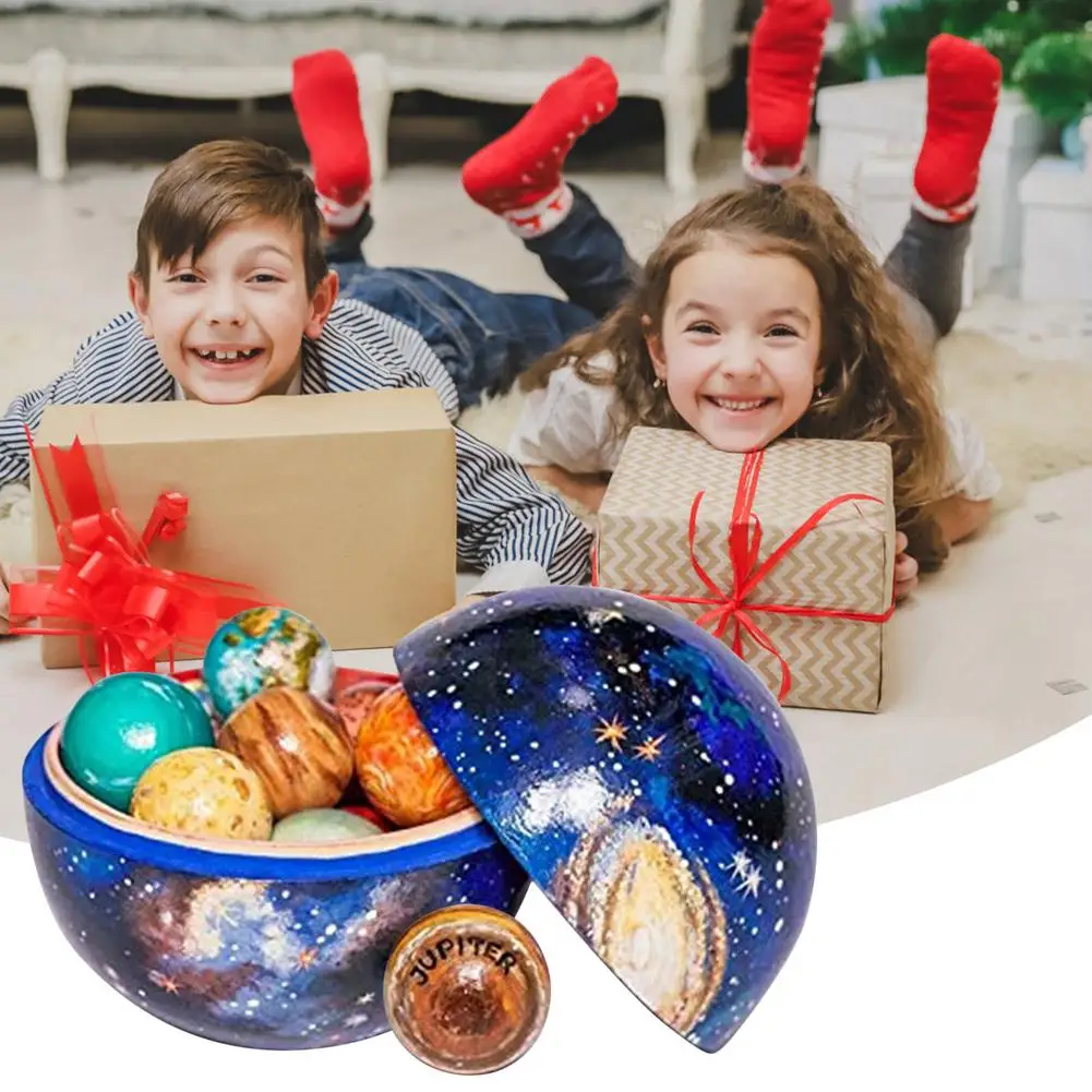 Деревянная обучающая игрушка с солнечной системой космос луна астронавт и