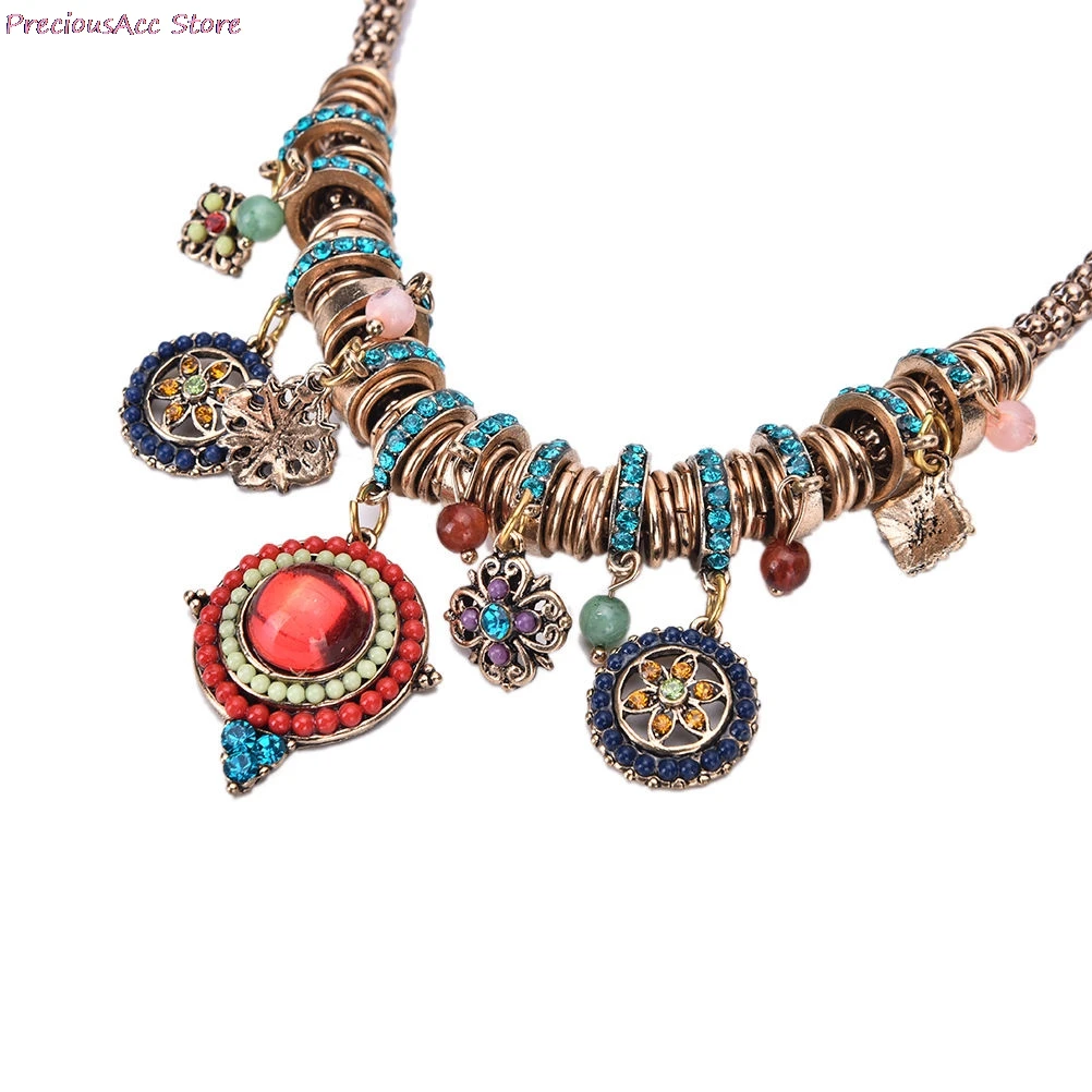 Bohemian Maxi Choker Statement Necklace Women Vintage Collar Collier Colorful Boho Crystal Turkey Jewelry | Украшения и