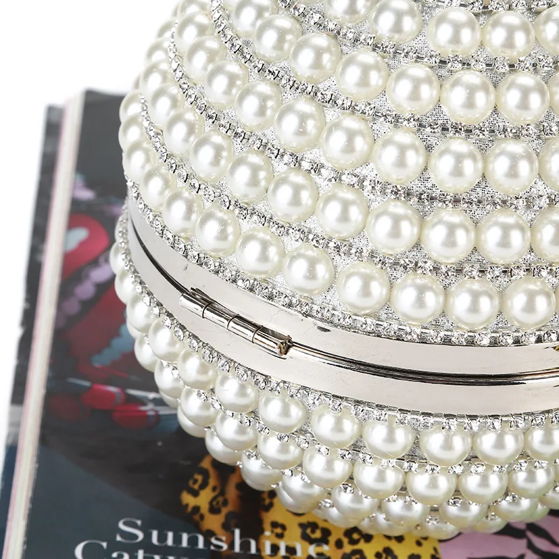 Элегантные перламутровые вечерние сумки круглые клатчи в форме шарика кожаная