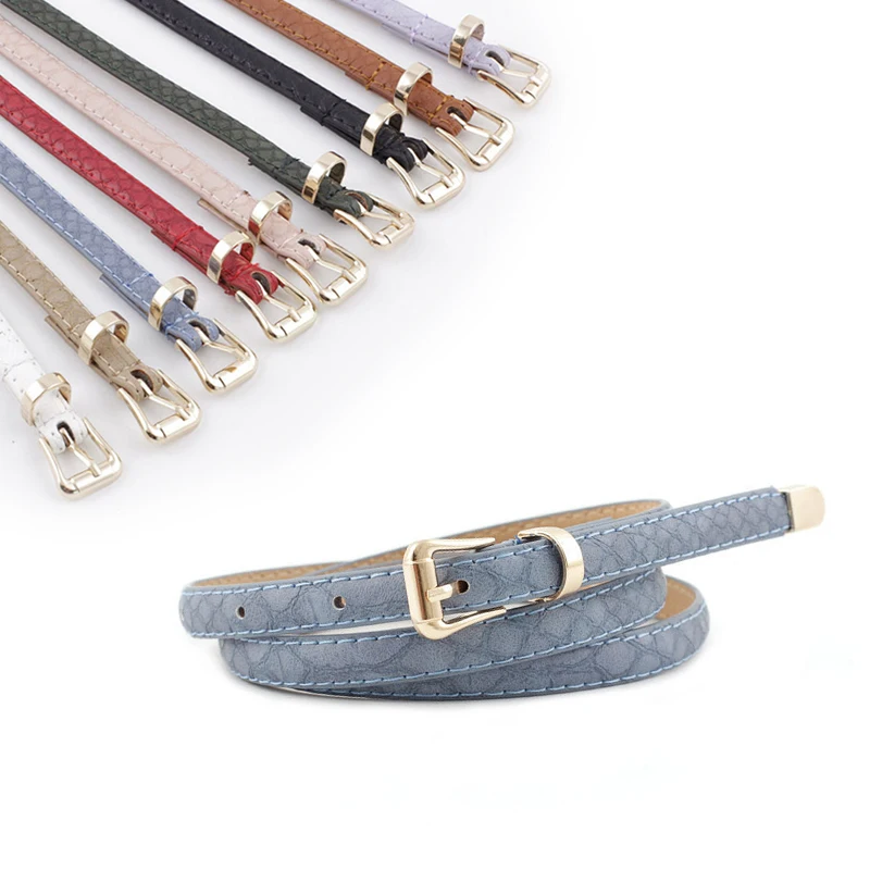 

AWAYTR Unique Snakeskin Pattern Thin Belt Classic Vintage Pin Buckle Fashion Wild Waistbands High Quality Leather Women Belt