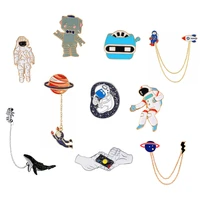 universe brooches pins astronaut helmet whale robot x men planet lightning gesture badge lapel pins out space pins collection