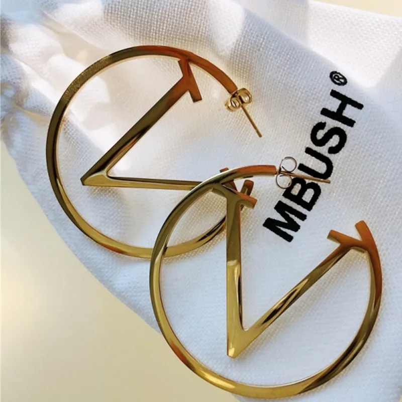 

TOSOKO Stainless Steel Jewelry Simple Letter Hollow Earrings Women's Fashion Earrings BSF002