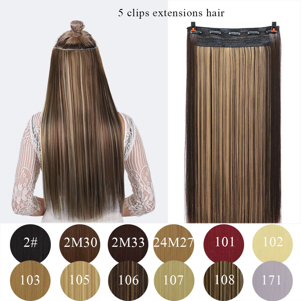 Длинные прямые накладные волосы WEILAI 24 дюйма Синтетические Искусственные для