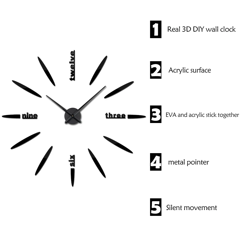 2020 новый современный дизайн большие настенные часы кварцевые модные Зеркальные