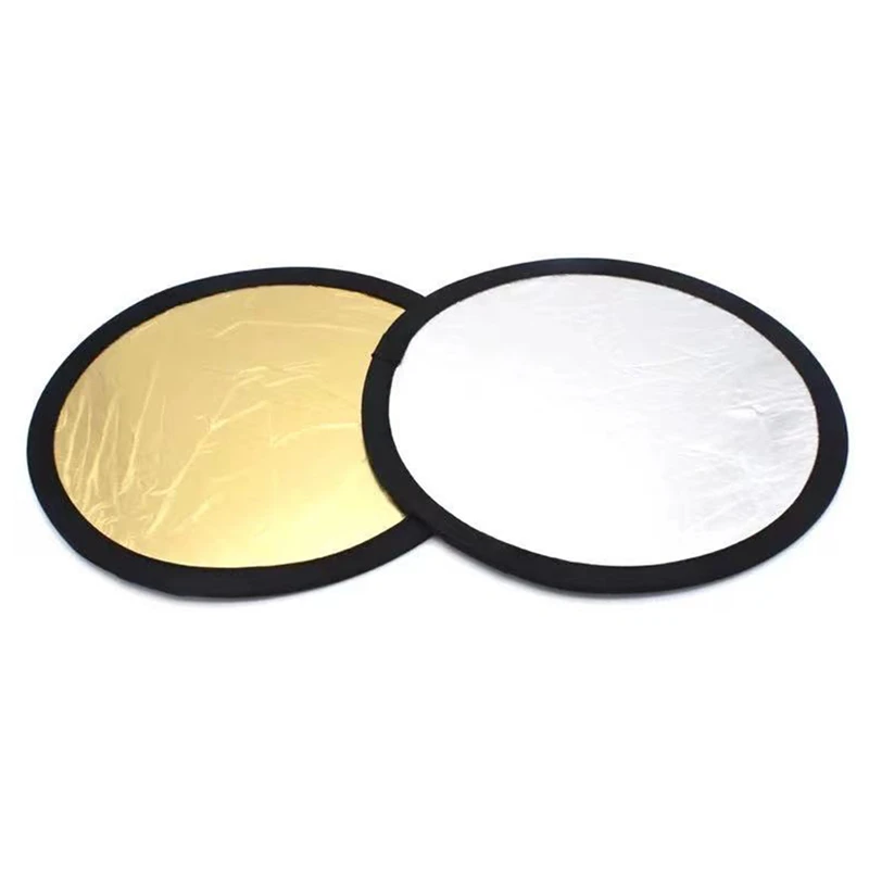 

30 Cm Handheld Multifunctional Foldable Portable Optical Disc Reflector Suitable For Photography Studio 2 In 1 Gold And Silver