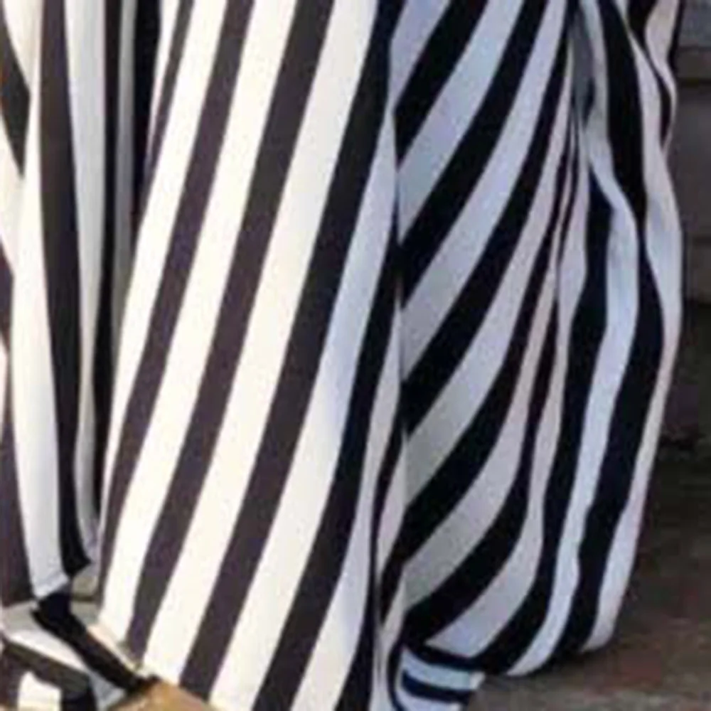 

Casual Loose Striped Women Long Dress Autumn 2020 African Batwing Sleeve Straight Maxi Dress Robe Femme Vestiods Pullover