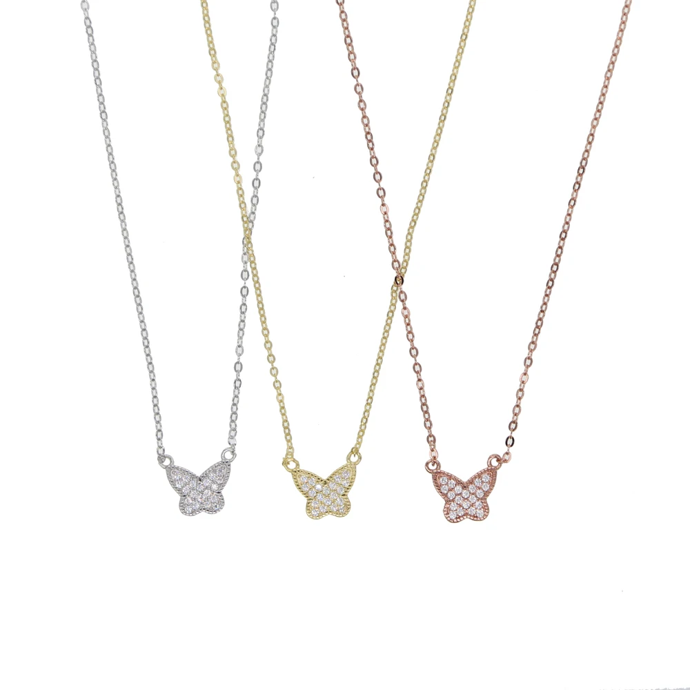 3 Colors Real 925 Sterling Silver Simple Style Cute Butterfly Pendant Necklace Dainty Jewelry For Women Wedding Gift 2021 New | Украшения и