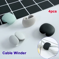 4pcs round clip wire fixed storage data cord tidy holder round clip cable winder organizer random color