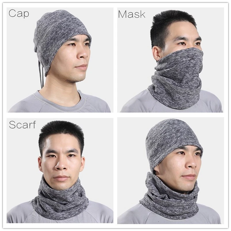 Многофункциональная ветрозащитная теплая маска для лица шарф шапка мужская