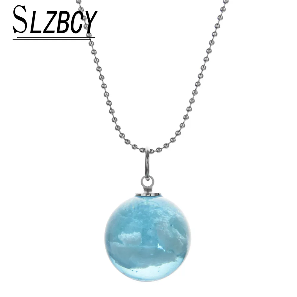 Ожерелье с подвеской в виде стеклянного шара для женщин и девушек длинное