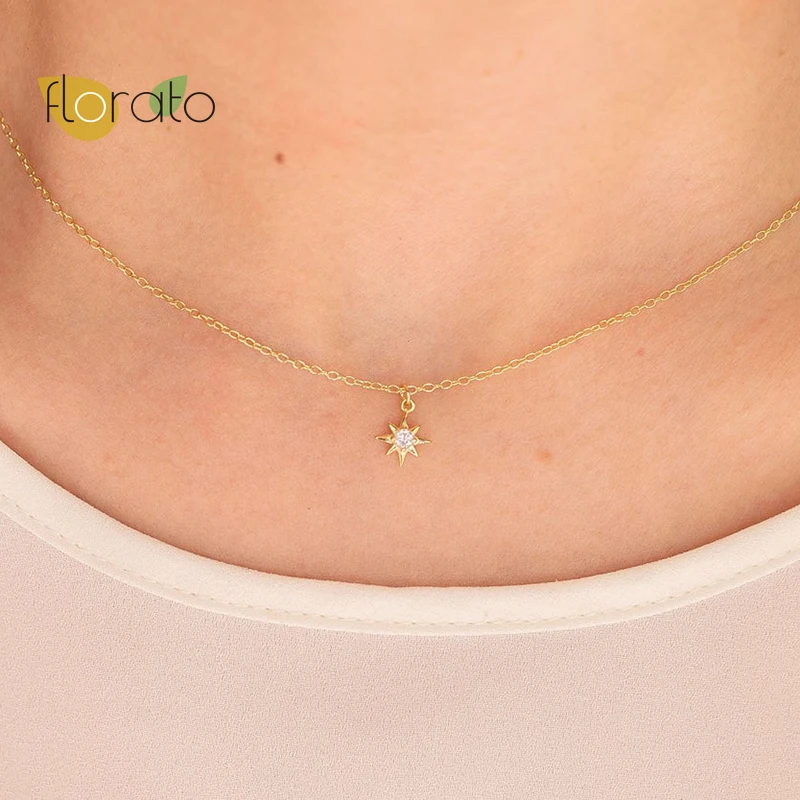 

European Simple Holy White Crystal Star Necklace For Women 925 Sterling Silver Zircon Pendant Necklace Fashion Jewelry