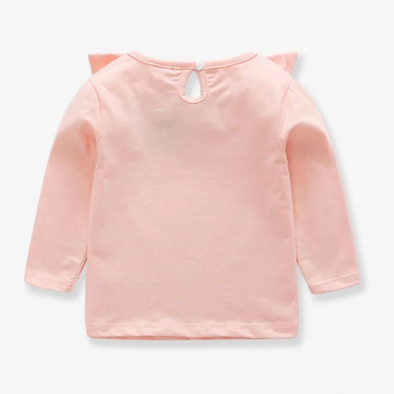 Осень 2019 хлопковые футболки для девочек с длинным рукавом маленьких однотонные