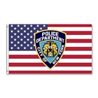 Флаг США с Отделом полиции Нью-Йорка, полицейский щит США, 3x5 футов, 150x90 см, индивидуальный флаг