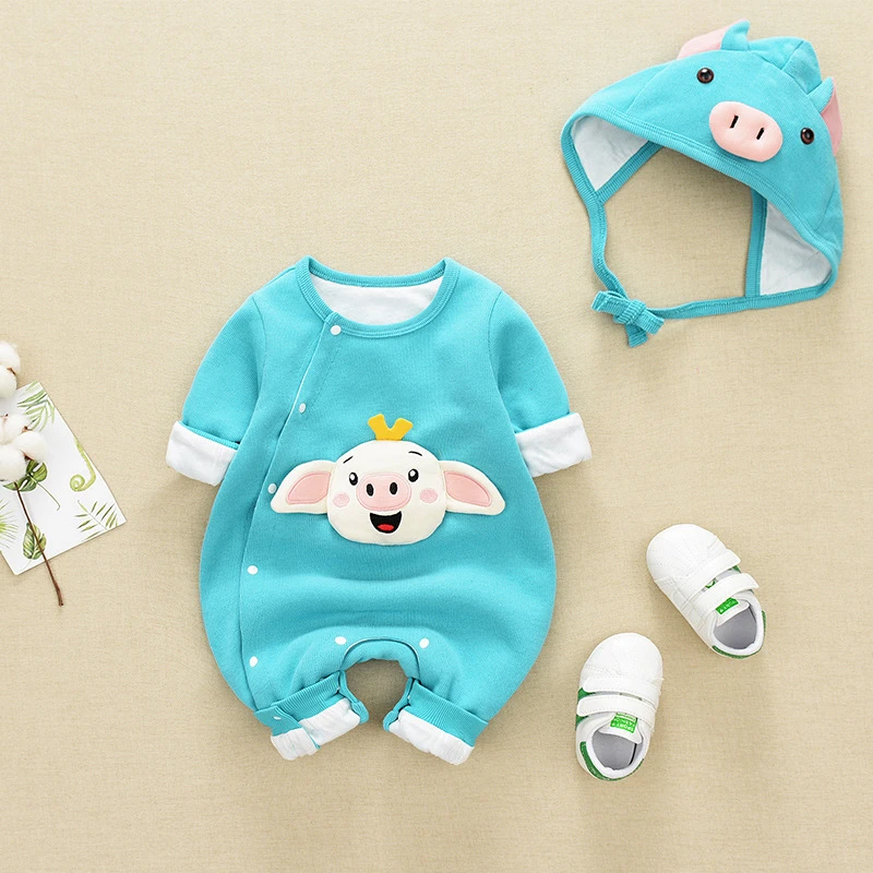 Комплект с длинными рукавами и рисунком поросенка Одежда для новорожденных