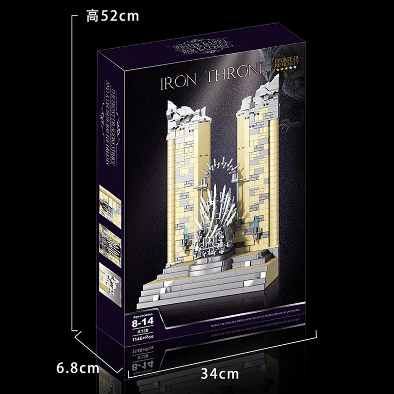 

Model Toys 1146PCS Famous Movie Series The Iron Throne Building Blocks Bricks Assembly Educational DIY Birthday Christmas Gifts