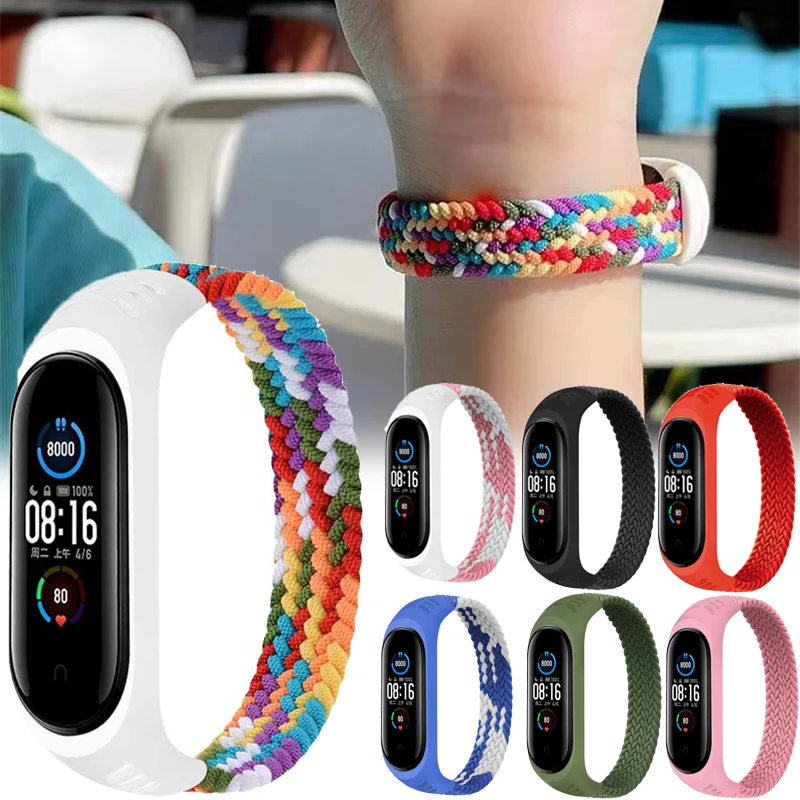 

Strap for Xiaomi Mi Band 6 5 4 3 Nylon Braided Wristband Bracelet Mi Band 3 4 Band5 replacement straps For mi band 6 watchband