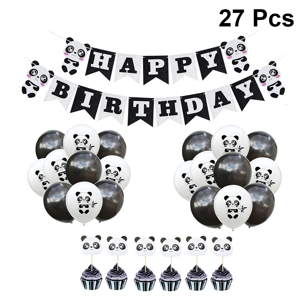 27pcs С Днем Рождения вечерние украшения и рисунком милой панды милые воздушные