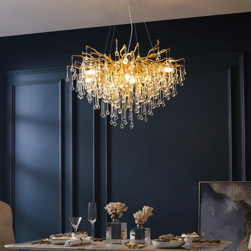 Candelabro de cristal de lujo, iluminación LED moderna para Villa, cocina, comedor, sala de estar, Hotel, salón, iluminación artística para interiores