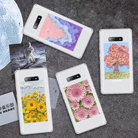 sun flower color painting phone cases transparent for samsung a71 s9 10 20 huawei p30 40 honor 10i 8x xiaomi note 8 pro 10t 11