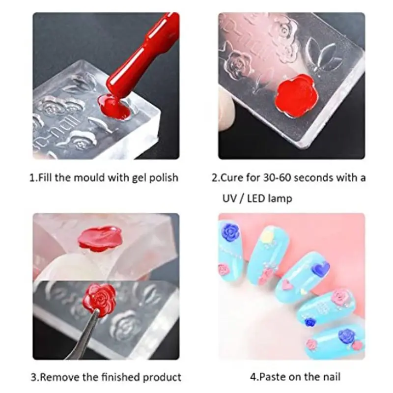 

11Pcs/Set 3D Silicone Wave Heart Line Art Molds Mix Design DIY Nail Art Decortive Acrylic Mold for Nail Art Jewelry Tool