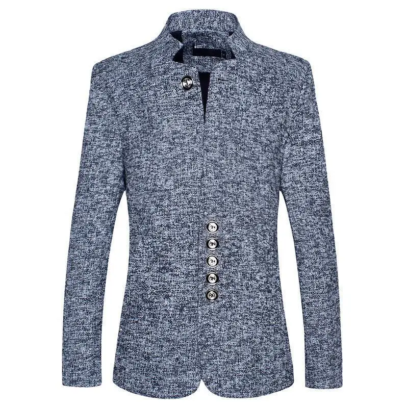 Мужской твидовый Блейзер однотонный приталенный туника пиджак верхняя одежда 2022