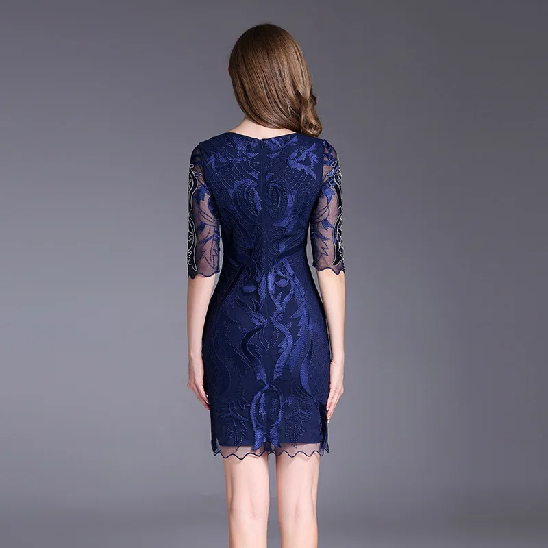 

high runway dresses new quality spring autumn Embroidery Clothing Large size M XXXL Elegant Women Retro Pencil party dress