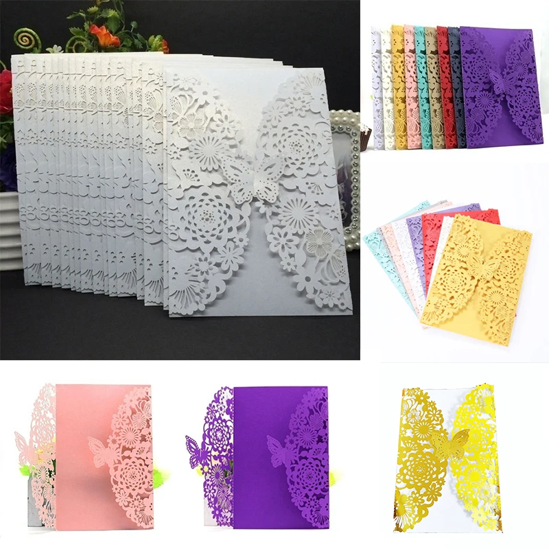 

25pcs/50pcs Fashion Butterfly Invitations Card Wedding Engagement Mariage Graduacion Party Invite Favor Supplies Thank You Cards