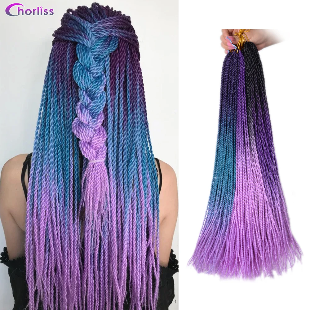 Senegalese Twist Hair Crochet Braids Hair High Temperature Fiber Synthetic Braiding Hair 2/3 Colors Ombre Braids Hair For Women