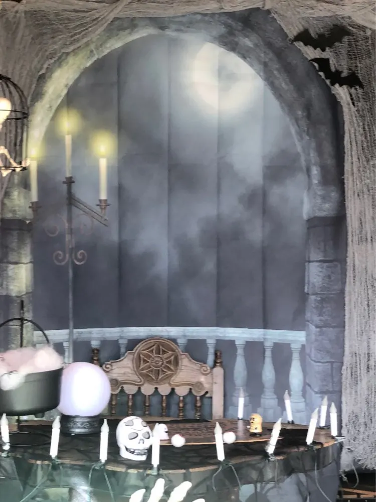 Бесшовный Виниловый фон для фотосъемки Хэллоуин Луна свеча Волшебная книга