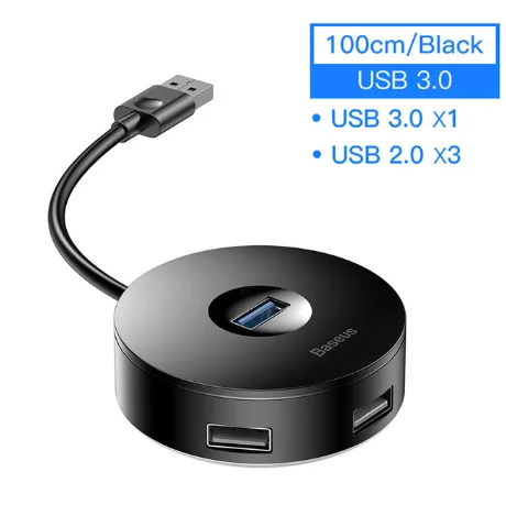 BASUES USB C док-станция USB 3,0 концентратор разделитель несколько USB хаб Тип C концентратор 2,0 мульти хаб расширитель 4 Порты и разъёмы хаб для портативных ПК - Цвет: 100cm Black USB 3.0