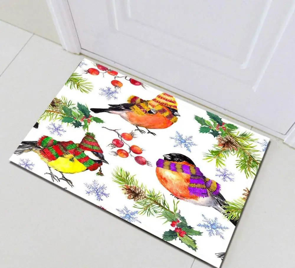 

Winter Scarves Birds Bathroom Mat Door Mat Anti-slip Floor Indoor Entrance Mat Children 40X60CM Bathroom