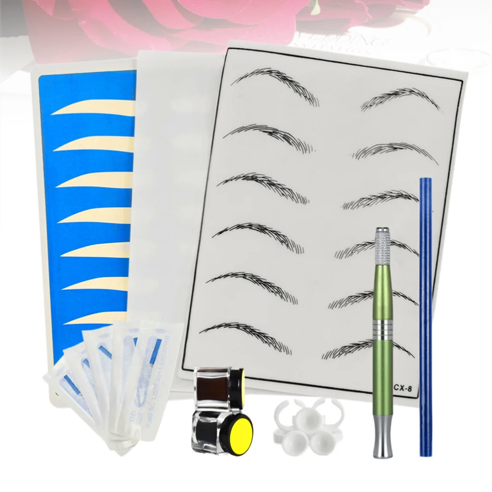 

Pen Set Top Line Manual Pen Practice Skin Blades Ink Cup Pencil Black and Dark Coffee Pigment (Golden)