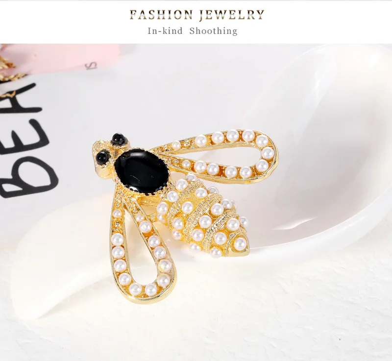 TaoHill Gold стразы броши в виде пчел для женщин мужчин насекомое Black EyesParty