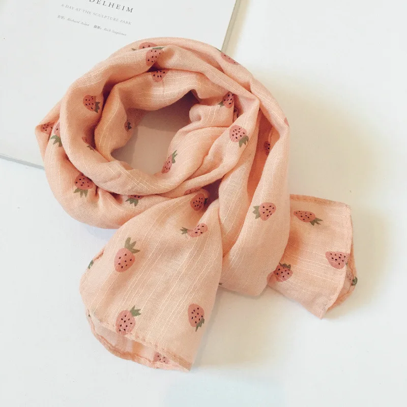 light pinkstrawberry Осенняя одежда в горошек Милая снуд детский модный Винтаж льняной, хлопковый шарф для детей мягкие Kawaii Снуд шарф для малышей на зиму - Цвет: light pinkstrawberry