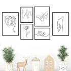 Абстрактные линии бабочка цветок женщина настенная Картина на холсте скандинавские постеры и принты настенные картины для декора гостиной