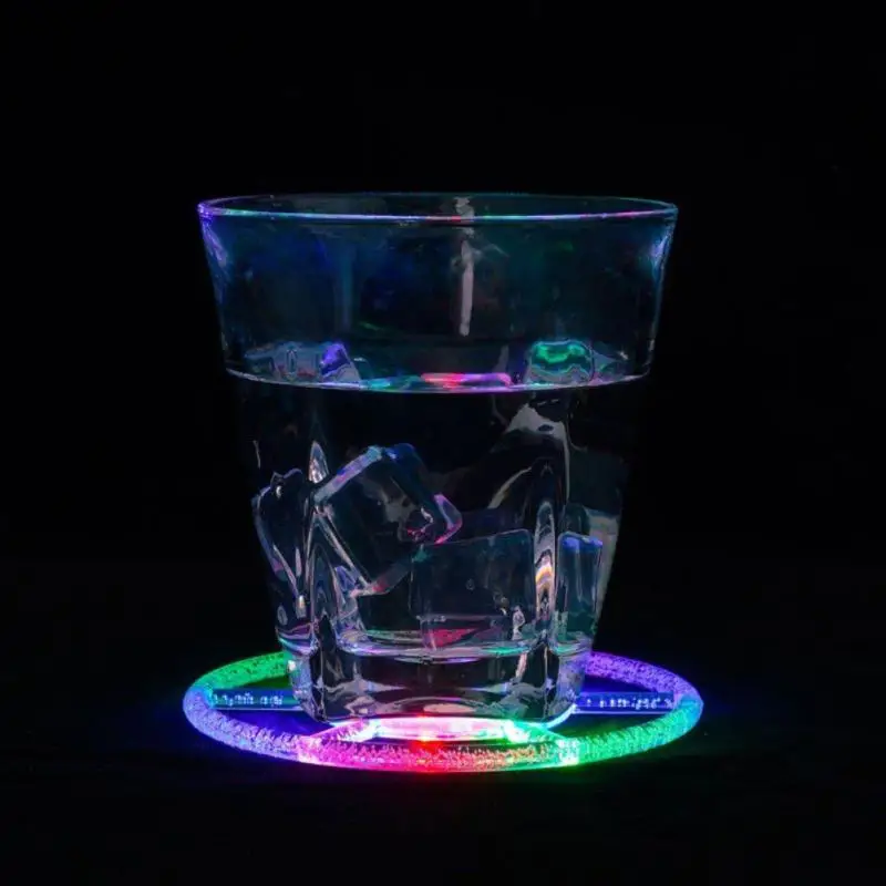 

Creative LED Coaster Acrylic Cocktail Flash Base LED Luminous Wine Glass Mats Crystal Ultra-Thin LED Light Coaster Bar Supplies