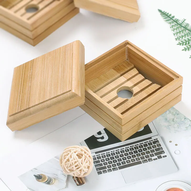 

HOT Wooden Soap Dishes Bamboo Soap Tray Holder Soap Rack Plate Box Container Portable for Home Bathroom NDS