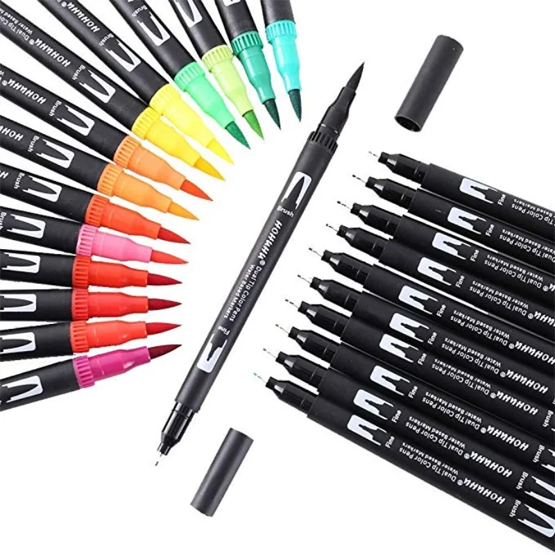 100 цветов тонкий лайнер двойной наконечник акварельный художественный маркер