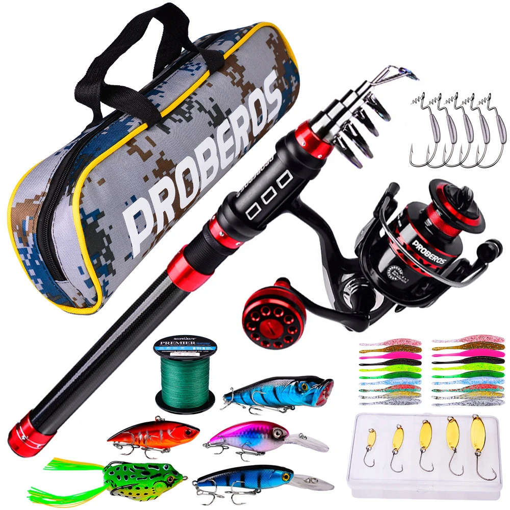 

Набор Спиннинговых удилищ PRO BEROS, телескопическая удочка 1,8 м, с катушкой для спиннинга DC2000, крючком и сумкой для рыболовных снастей