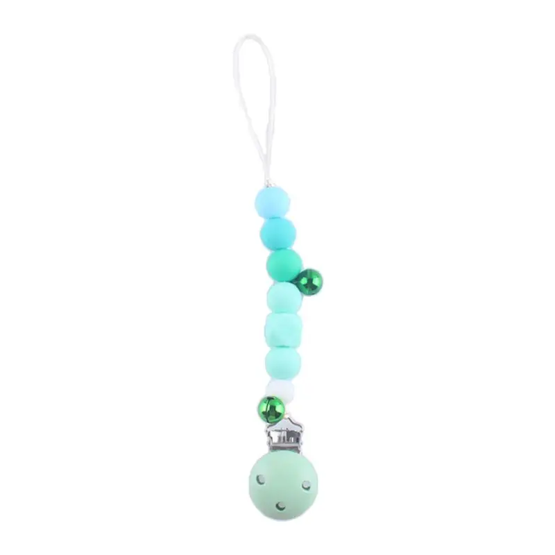 

Baby Pacifier Chain Clip with Bells Silicone Teether Soother Molar Nipple Holder