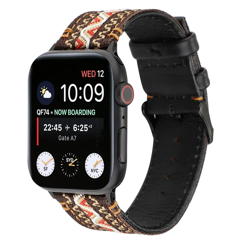 

Canvas braided retro style strap suitable for Apple Watch series 5 4 3 2 1 38mm 42mm 40mm 44mm smart watch accessories