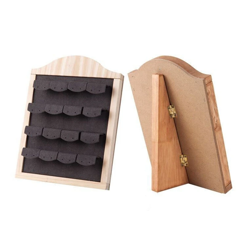 

Wood Jewelry Display Hanging Stand Holder Rack for Stud Earrings Dangle Earrings Stand - 32Holes Solid Bamboo Wood