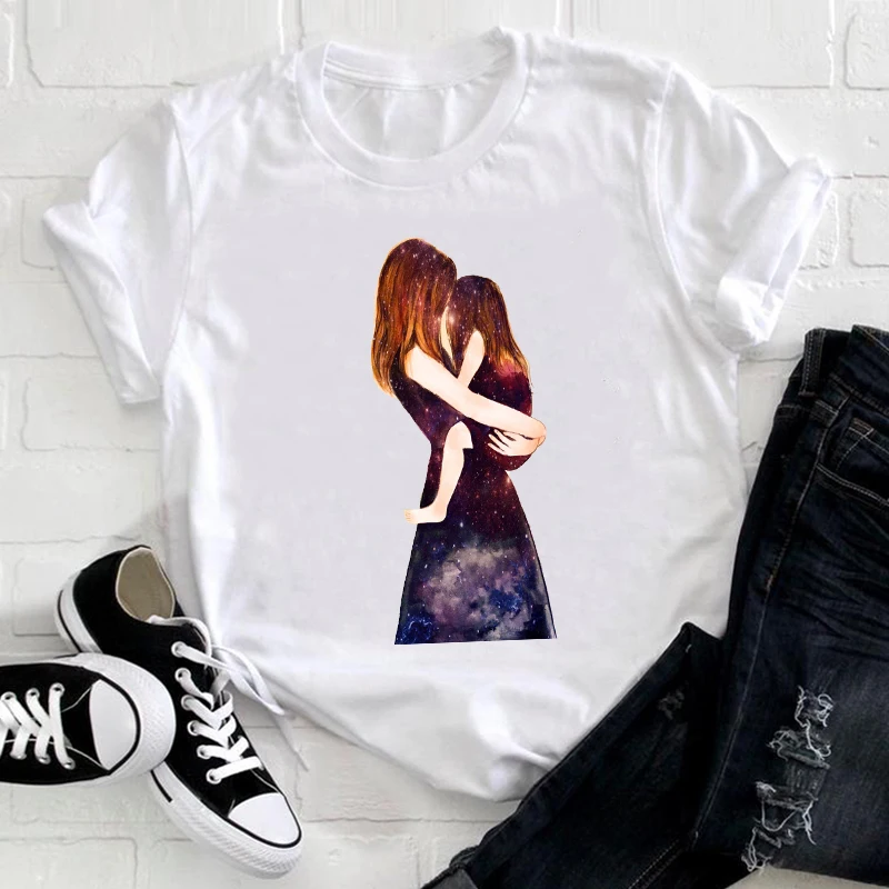 

Women Clothing Cartoon Daughter Sweet Love 90s Summer Clothes Mama Mom Mother Print Tshirt Female Tee Top Graphic T-shirt