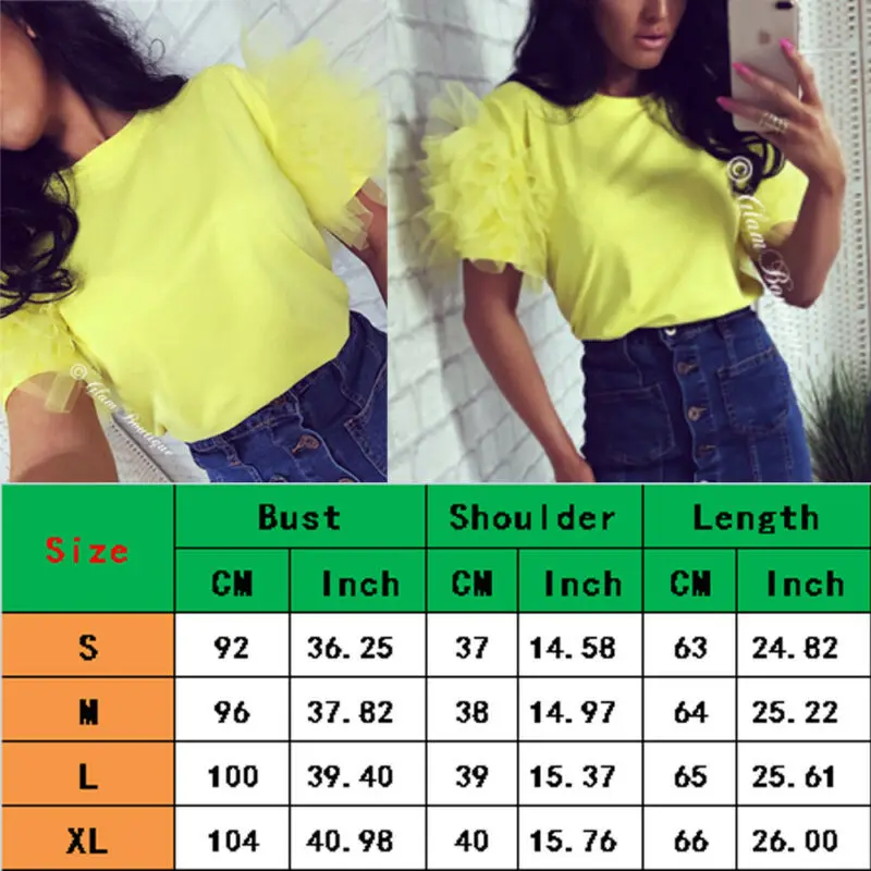 Модные Женские однотонные кружевные блузки с круглым вырезом свободные тюлевые