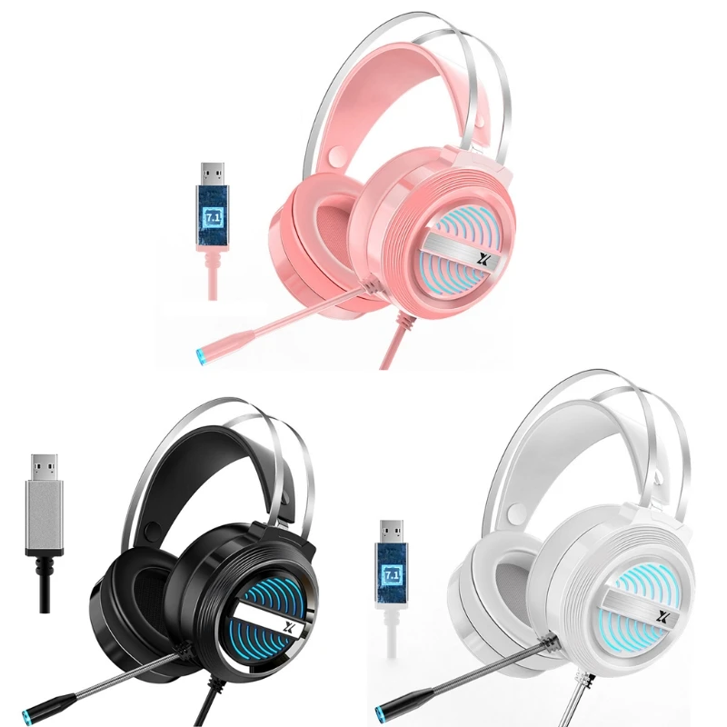 USB игровой гарнитуры геймера наушники 7 1 Surround Sound стерео с микрофоном дыхание