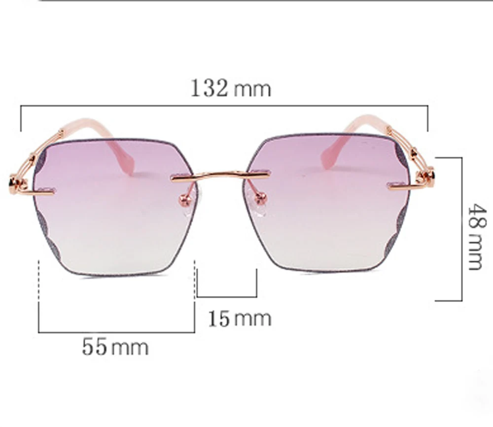 

Women New Fashion Beach Outdoor Ultralight Rimless Polygon Frame eyeglasses UV Blocking Anti Blu Ray