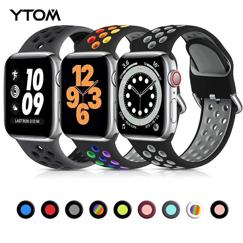 

Ремешок силиконовый спортивный для Apple Watch, браслет для смарт-часов iWatch series 3 4 5 6 se, 38 мм 40 мм 41 мм 42 мм 44 мм 45 мм