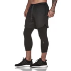 Компрессионные брюки, трико для бега, мужские облегающие спортивные леггинсы, эластичные штаны для бега, сухие поддельные леггинсы 2 в 1 для спортзала, мужские Леггинсы