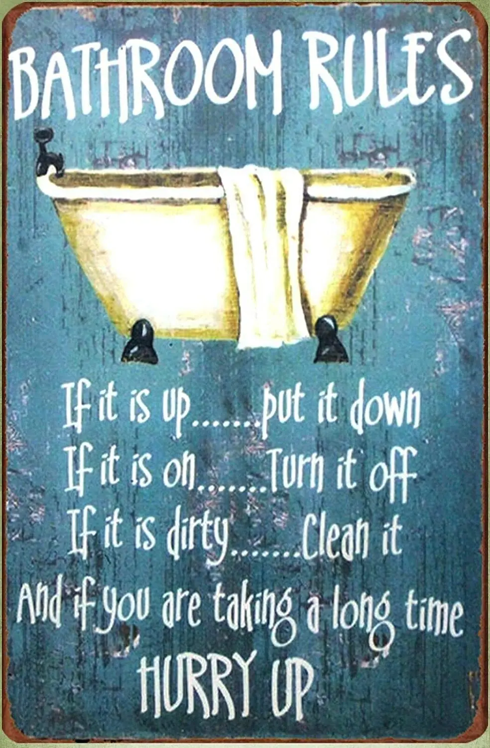 

SmartCows Metal Sign 8 x 12inch Bathroom Rules Vintage Look tin Sign Wall Decoration Bar Cafe Home Decor Wall Mural Home Tavern