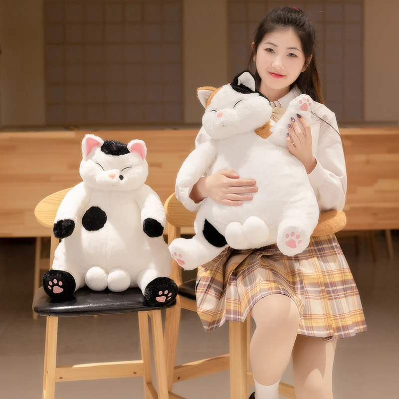 

35/45cm Kawaii Like Real Fuzzy Plush Stuffed Sitting Sleeping Animal Toy Lazy Japan Cat Doll Brown Black Colors Children Present